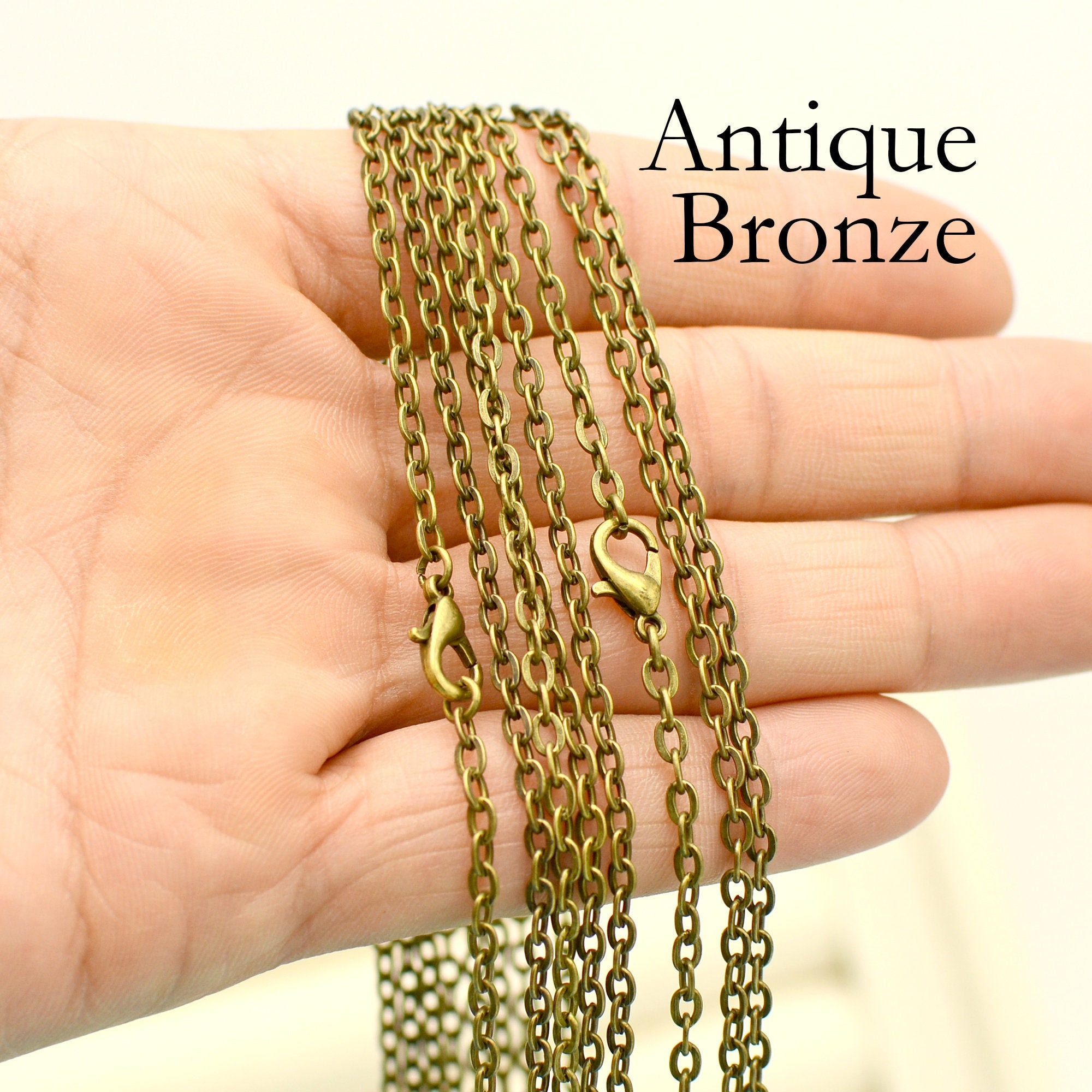 Great Quality 182mm Finish Chain Necklace Chains Bulk for Pendant DIY Jewelry Accessory Antique Bronze 20pcs