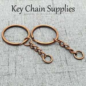 Bulk Wholesale Keychain Supplies, Split Keyring with Chain jump rings for Key Chain Making Bronze Gold Copper Silver Gold Antique Copper