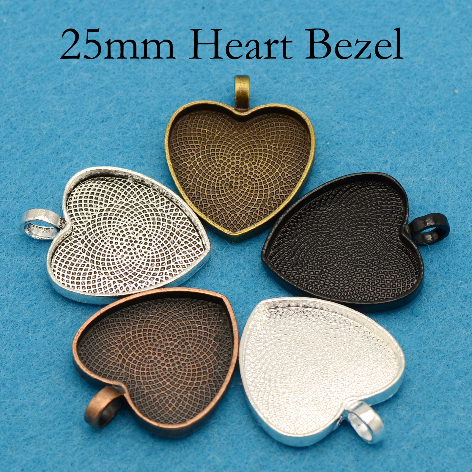 20 pcs 25mm Heart Bezel 25mm Heart Pendant Tray Heart | Etsy