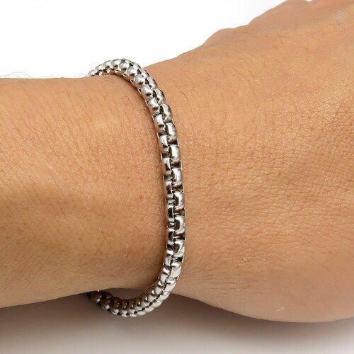 Round Box Chain Bracelets Stainless 