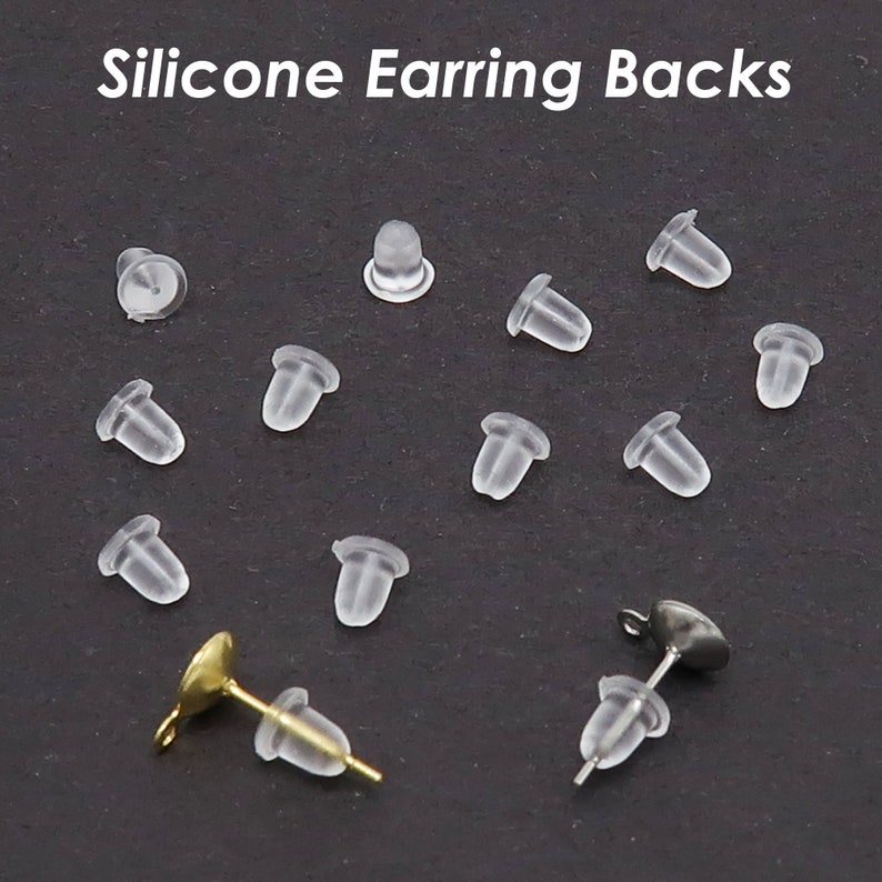 Silicone Earring Backs, BULK Clear Soft Rubber Earring Backs, Wholesale Earring Stoppers, Safety Earring Nuts image 3