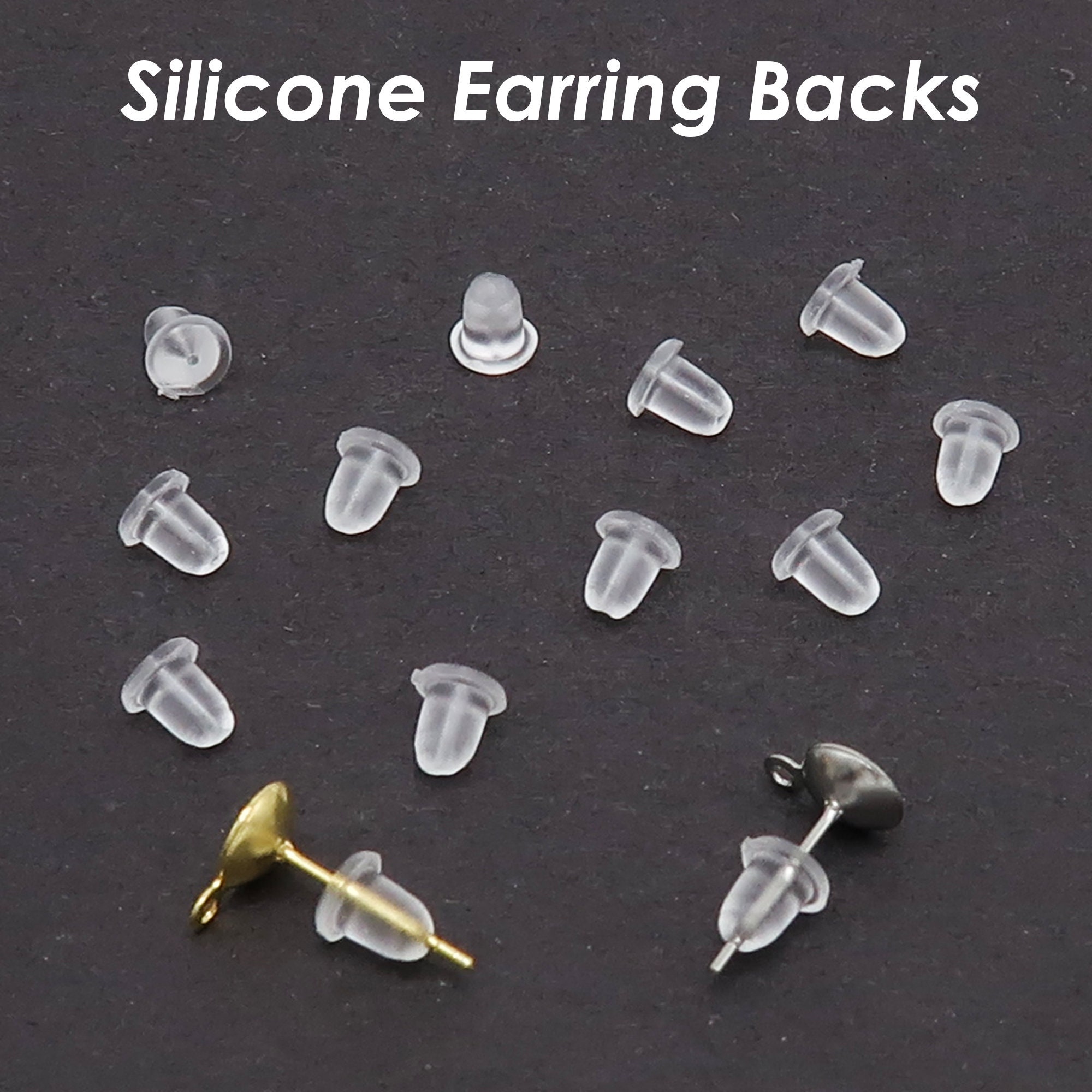 100, 500 or 1,000 BULK Clear Silicone Rubber Earring Backs