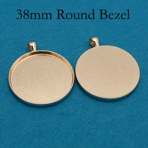 38mm Round Pendant Tray, 1.5 Inch Pendant Blanks, Round Bezel Cup, 1.5'' Cabochon Setting Silver Gold Brozne Copper Black Rose Gold Rose gold