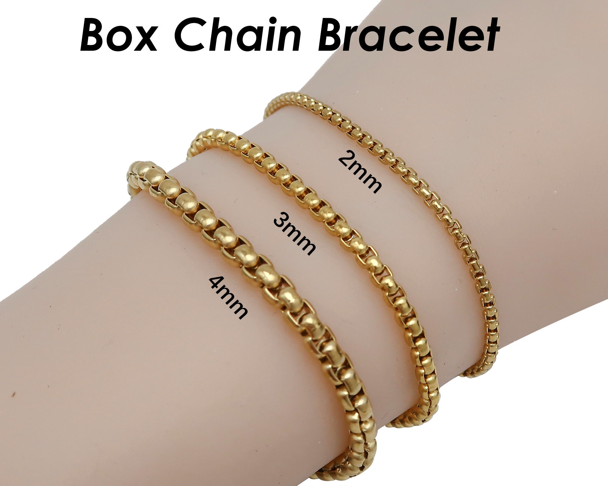 14k Gold Medium Box Chain Bracelet – Dandelion Jewelry