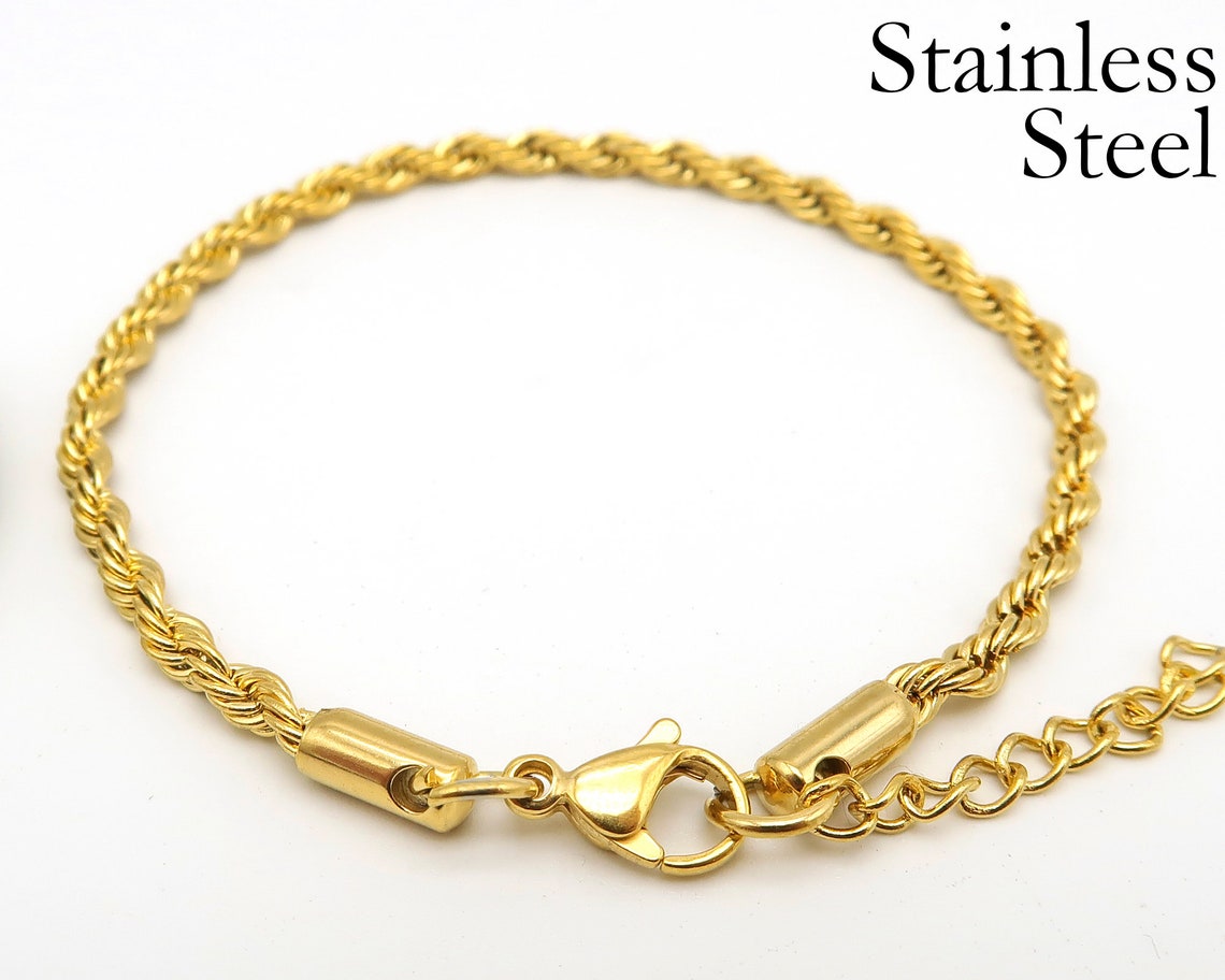 Stainless Steel Rope Bracelet Gold & Silver Tarnish Free Rope Etsy