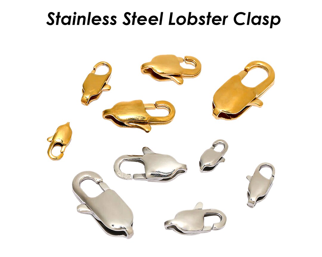 thumbnail image 2 of 5 Large Oval Silver Stainless Steel Lobster Claw Clasps - 7x18mm For Bold Jewelry Making 2 of 9