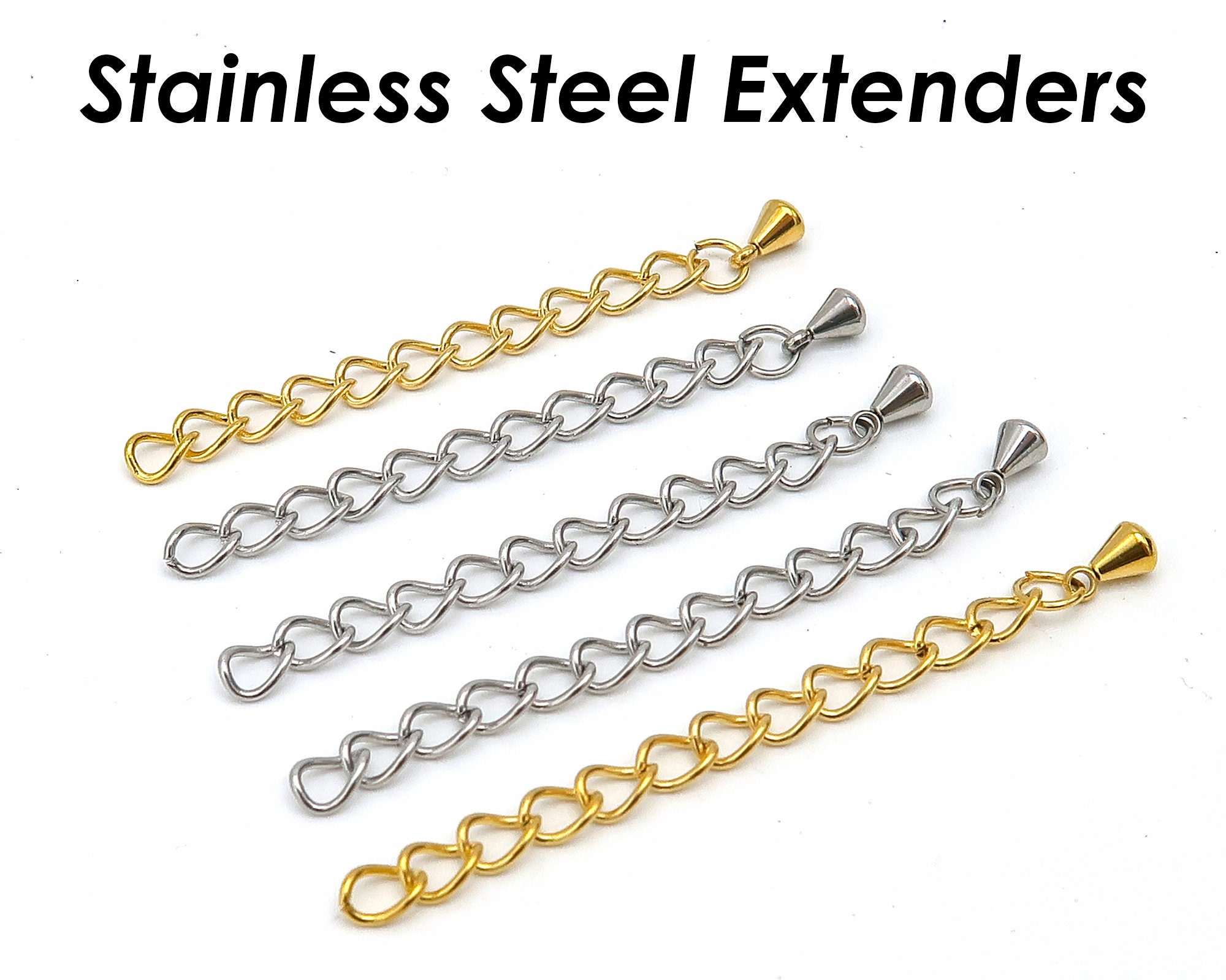 50pcs Stainless Steel 2 inch Soldered Extension Chain Extender Tail Chain  Making