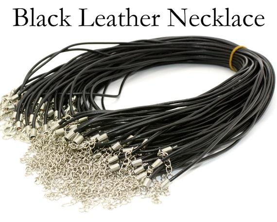 10/50 X Black Leather Necklace Cord 18 