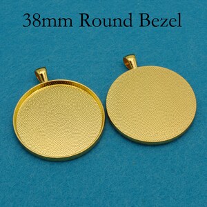 38mm Round Pendant Tray, 1.5 Inch Pendant Blanks, Round Bezel Cup, 1.5'' Cabochon Setting Silver Gold Brozne Copper Black Rose Gold Gold Plated