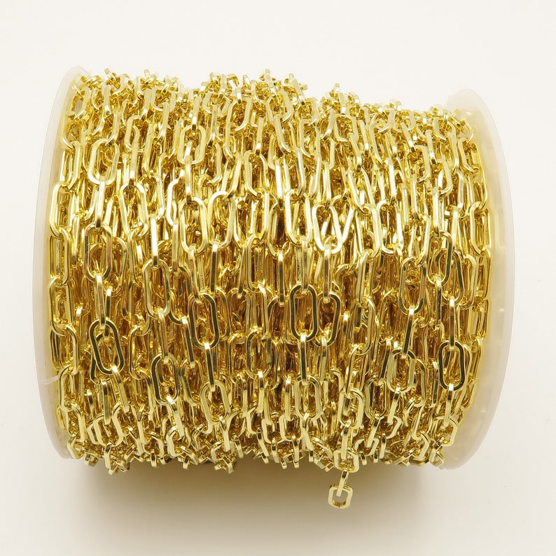 10 Ft 14K Gold Paper Clip Chain Bulk by the Yard Rectangle Etsy