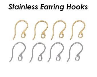 Surgical Steel Earrings Hooks, Bulk Wholesale Stainless Steel Earring Wires Gold Silver Hypoallergenic Tarnish Free