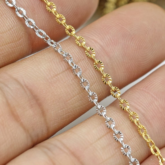 Diamond Cut Sparkle Chain, Stainless Steel Chain, Textured Chain, Cable  Link Chain Bulk Wholesale Silver Gold Chain for Jewelry Making 