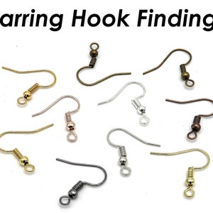 100 X Earrings Hooks Hypoallergenic Earring Wire Bulk Wholesale Earring  Findings for Jewelry Making Silver Rose Gold Bronze Copper Gunmetal 