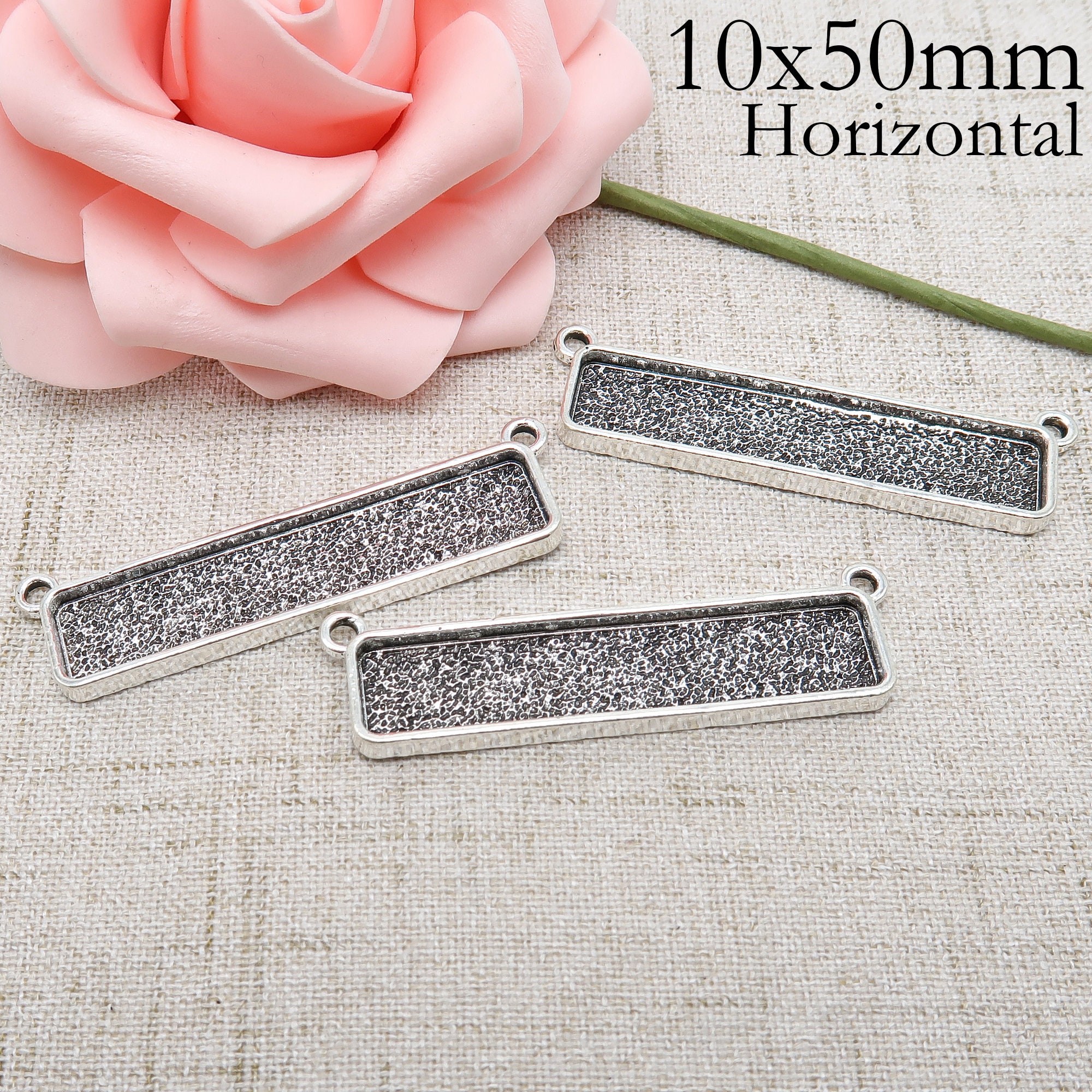 10x50mm Horizontal Pendant Bezel Blank Rectangle Pendant Etsy