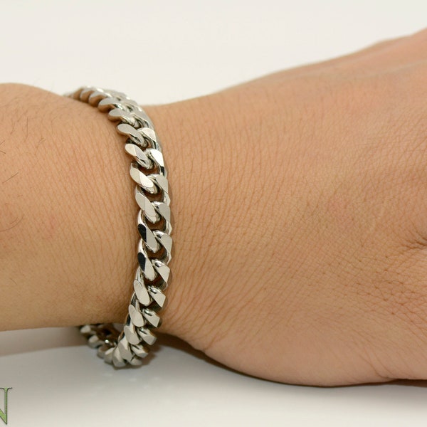 Stainless Steel Bracelet Men & Women, 6mm 8mm Cuban Link Bracelet, Heavy Curb Charm Bracelet, Chunky Twist Chain Bracelet