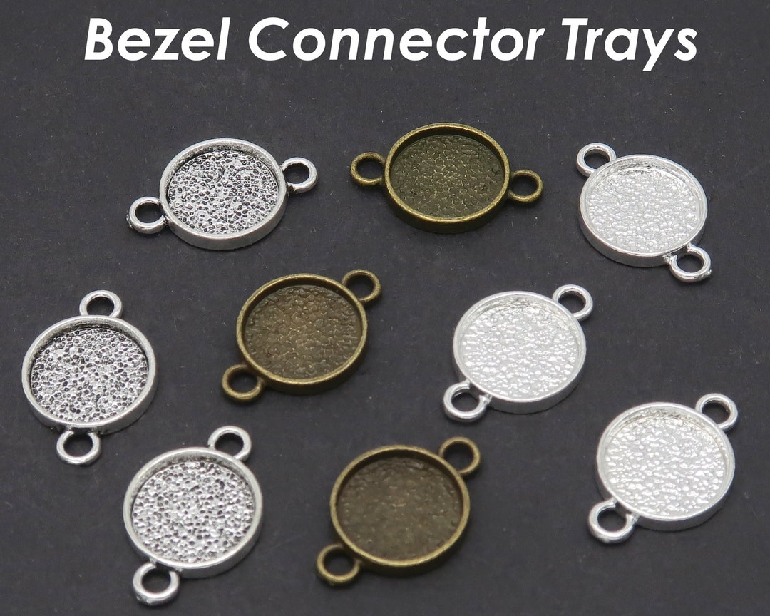 UNICRAFTALE 30 stuks 20 mm roestvrij staal cabochon-hanger parameters plat rond wit glazen hanger dienbladen voor doe-het-zelf oorbellen ketting
