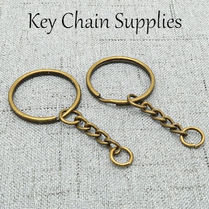 Bulk Wholesale Keychain Supplies, Split Keyring with Chain jump rings for Key Chain Making Bronze Gold Copper Silver Gold Bronze