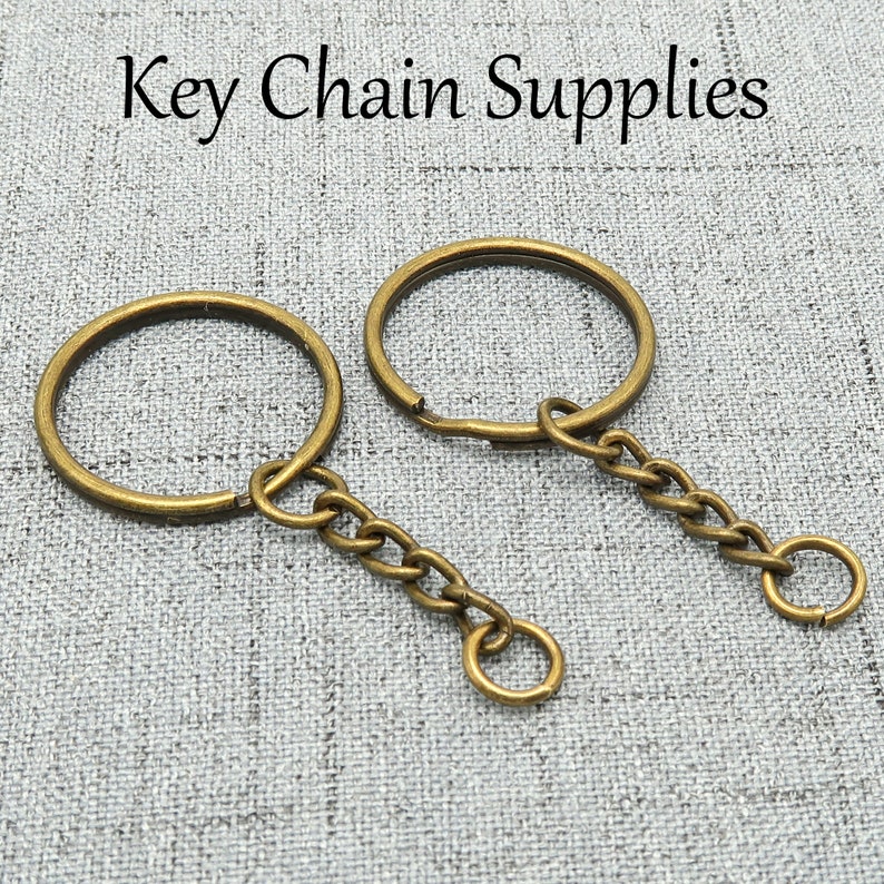Bulk Wholesale Keychain Supplies, Split Keyring with Chain jump rings for Key Chain Making Bronze Gold Copper Silver Gold zdjęcie 5