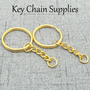Bulk Wholesale Keychain Supplies, Split Keyring with Chain jump rings for Key Chain Making Bronze Gold Copper Silver Gold zdjęcie 4