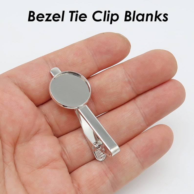 20mm Bezel Tie Clip Blank, Round Tie Clip Bezel for Custom Jewelry Making, Tie Clip Bars Tack Clasps for Men zdjęcie 4
