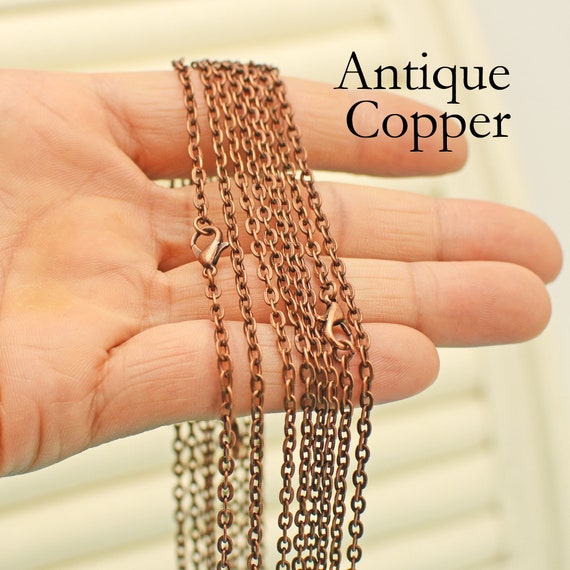 Men Chain Links Necklace, Pure Copper Handmade Antiqued Chain Links Metal Men Collar Choker, Made to Order in Any Size