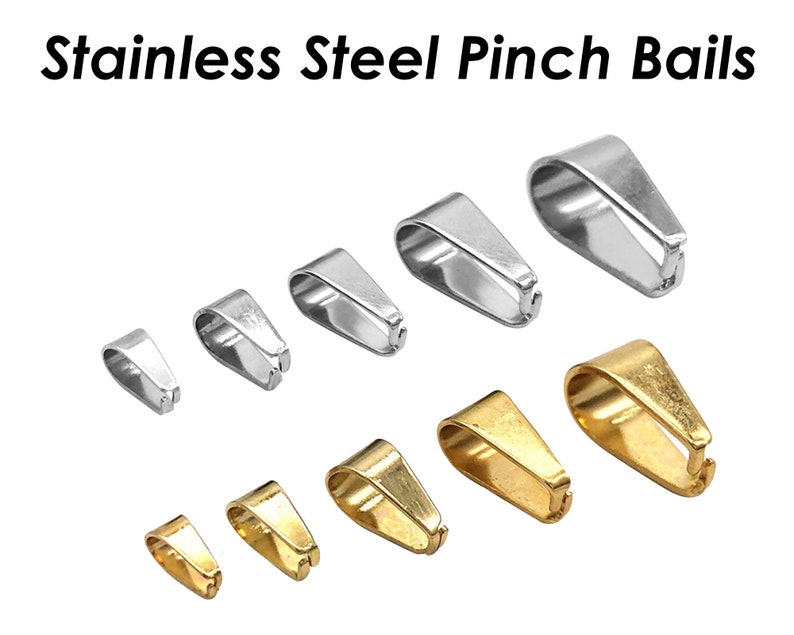 Stainless Steel Pinch Bail Gold Silver Snap Open Bail, Pendant Clips for Necklace, Tarnish Resistant Bail Clasp for Jewelry Making imagem 5