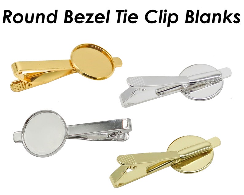 20mm Bezel Tie Clip Blank, Round Tie Clip Bezel for Custom Jewelry Making, Tie Clip Bars Tack Clasps for Men zdjęcie 1