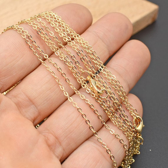 18K Solid Gold Rope Chain Necklace Men Women 16