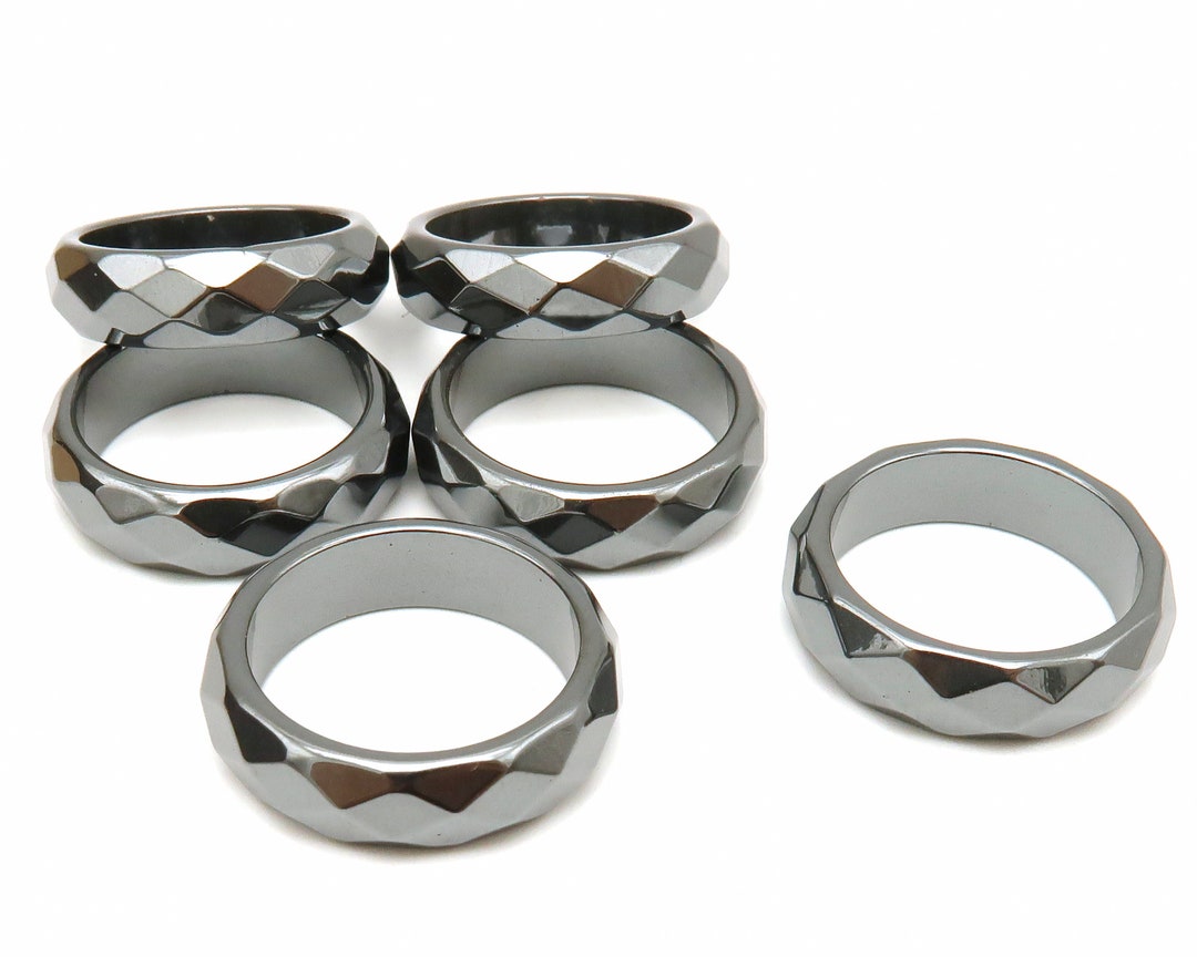 Hermite Rings 5 X Hematite Ring Hematine Rings Basic Ring Smooth Faceted Ring Band ...