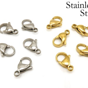 10/12/15mm Stainless Steel Lobster Clasp Gold Silver Black, 4/5/6/8mm Jump Rings, Tarnish Resistant Clasp and Rings, Jewelry Findings Supply zdjęcie 3