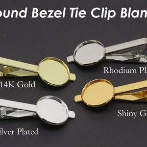 20mm Bezel Tie Clip Blank, Round Tie Clip Bezel for Custom Jewelry Making, Tie Clip Bars Tack Clasps for Men zdjęcie 2