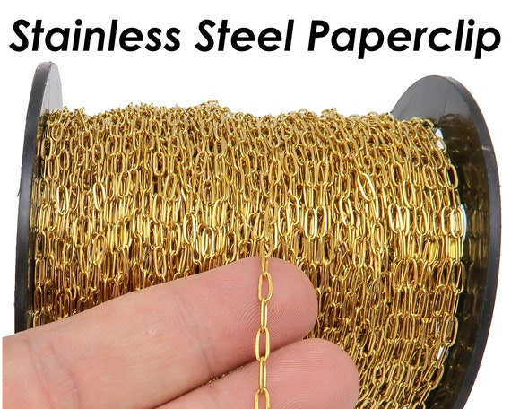 Stainless Steel Yellow Paperclip Chain