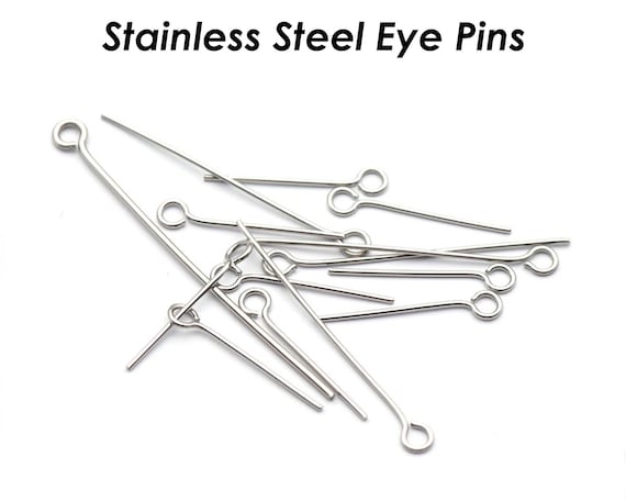 100 15/20/25/30/40/50mm Eye Pins Stainless Steel Eyepins 22 Gauge