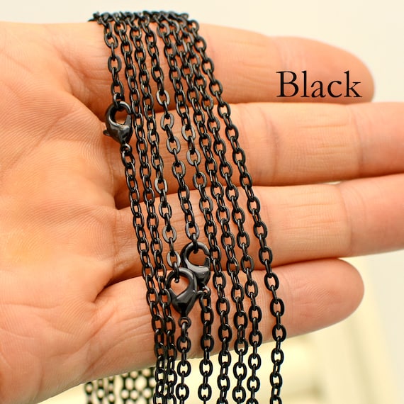 Black chain link necklace discount