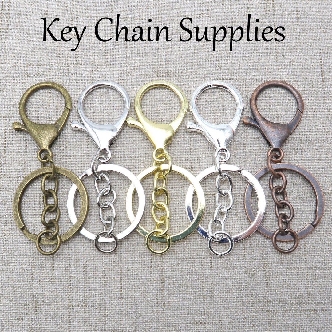 10/50 Keychain Supplies, Key Chain Keyring Wholesale, Big Lobster Clasp