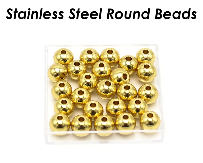 100 x perles en acier inoxydable or argent, perles d'espacement en acier inoxydable en gros sans ternissement, perles rondes lisses sans couture pour la fabrication de bijoux image 9
