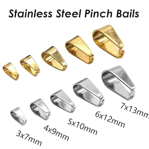 Stainless Steel Pinch Bail Gold Silver Snap Open Bail, Pendant Clips for Necklace, Tarnish Resistant Bail Clasp for Jewelry Making