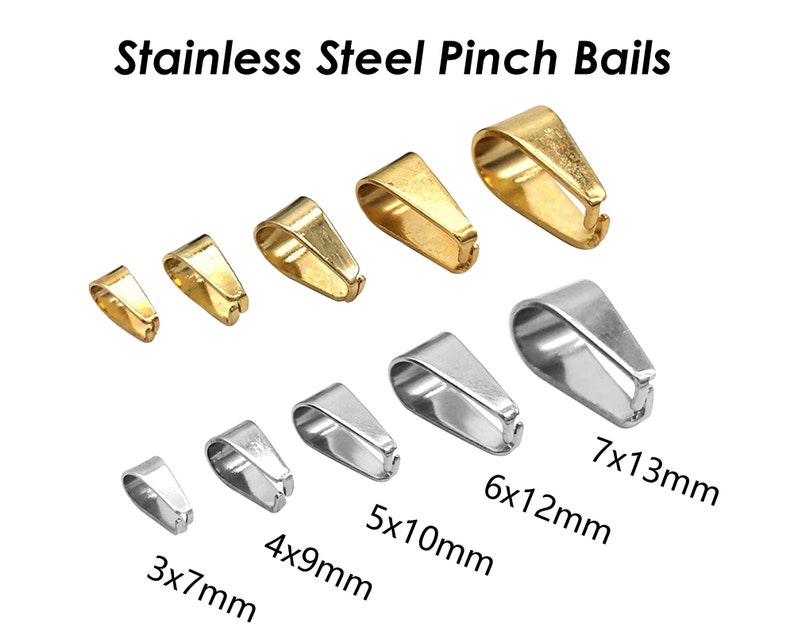 Stainless Steel Pinch Bail Gold Silver Snap Open Bail, Pendant Clips for Necklace, Tarnish Resistant Bail Clasp for Jewelry Making imagem 1