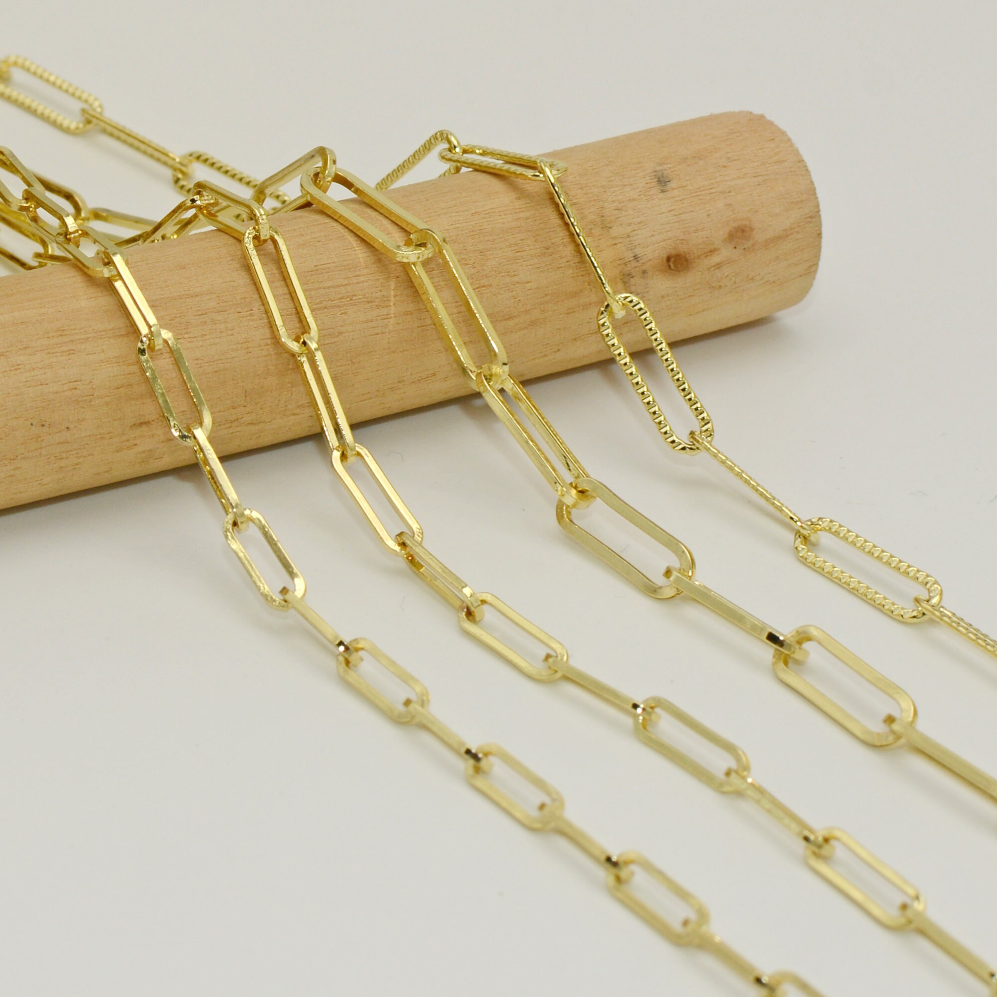 14k Gold Paper Clip Chain Necklace Soldered Link Choker Long Etsy