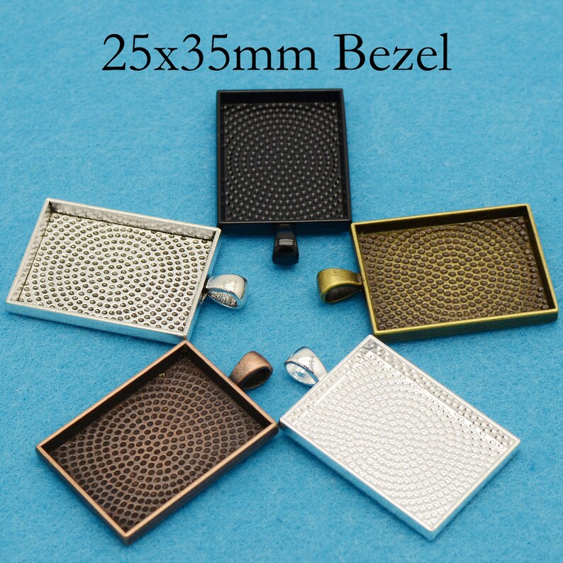 10 pcs 25x35mm Rectangle Bezel Rectangle Pendant Tray Etsy