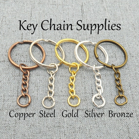 Bulk Wholesale Keychain Supplies, Split Keyring With Chain Jump