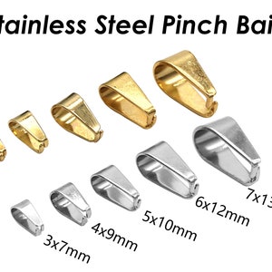 Stainless Steel Pinch Bail Gold Silver Snap Open Bail, Pendant Clips for Necklace, Tarnish Resistant Bail Clasp for Jewelry Making image 10