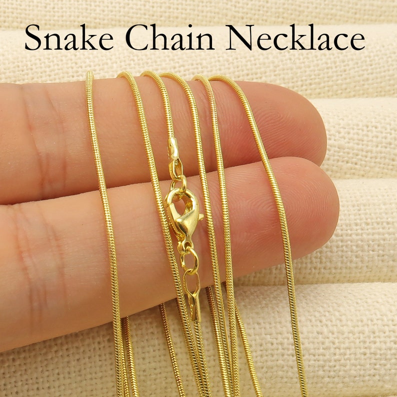 10/50 pcs 14K Gold Snake Chain Necklace 14K Gold Plated Etsy