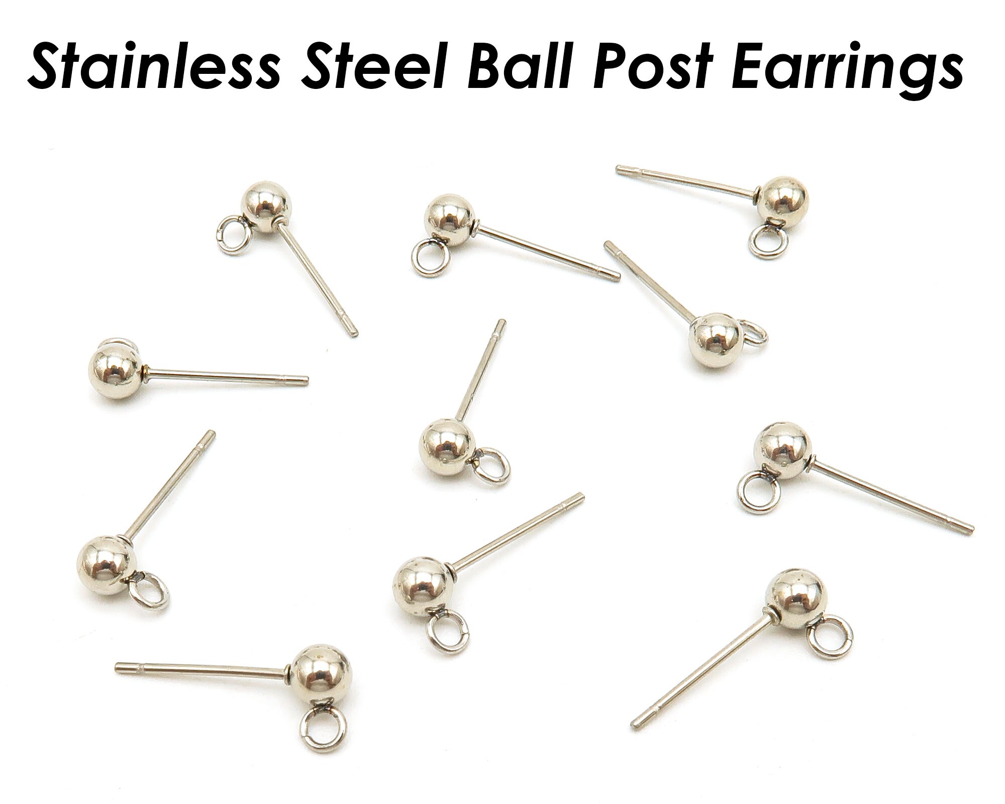 50 X Stainless Steel Earring Gold Silver, Surgical Steel Earrings Hooks,  Bulk Hypoallergenic Earring Wires Tarnish Free 