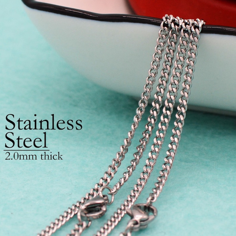 20 pcs Stainless Necklace Chain Stainless Steel Chain Necklace 2mm Stainless Steel Curb Chain Stainless Chain Necklace