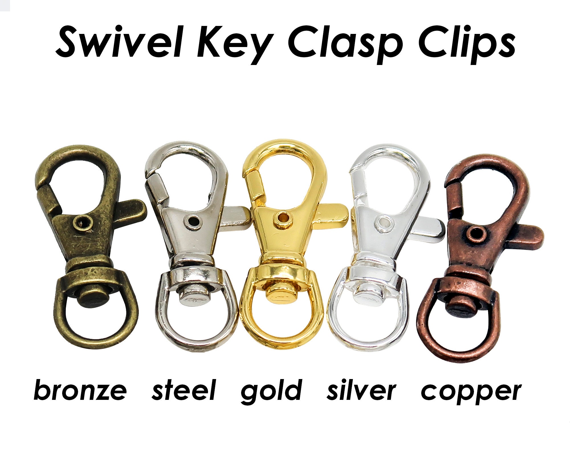 AllTopBargains Jumbo Snap Clip Keychain Ring Silver 2pcs Swivel Round Eye Lobster Clasp Hook