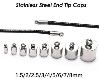 Stainless Steel Cord End Caps,  Tarnish Free Silver Gold End Caps for Leather Tassel,  Leather End Tip Caps, Wholesale Jewelry Findings