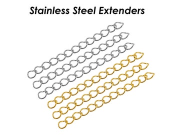 Stainless Steel Extender Chain Gold Silver 2 Inch Extension Chain, 5cm Tail Chain for Bracelets or Necklaces Jewelry Making