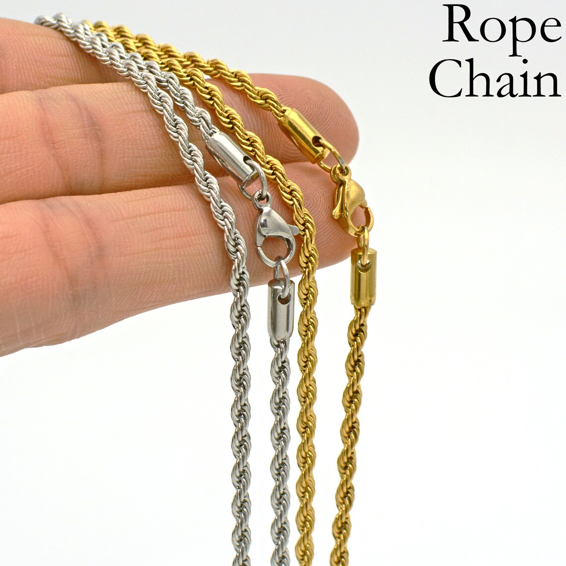 Tarnish Free Gold Necklace Stainless Steel Rope Chain Etsy