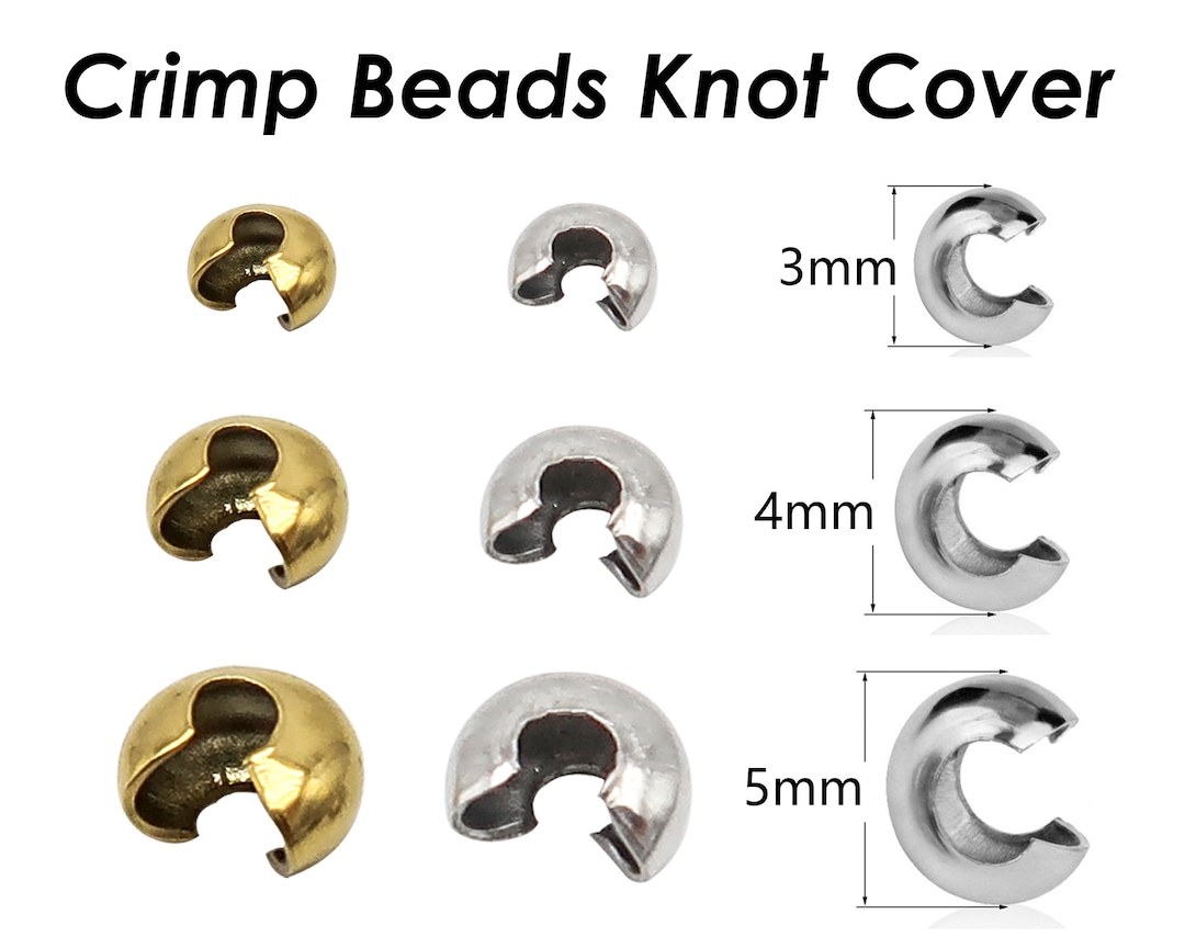 50 X Crimp Bead Knot Cover 3mm 4mm 5mm 6mm For Jewelry Making, Tarnish 